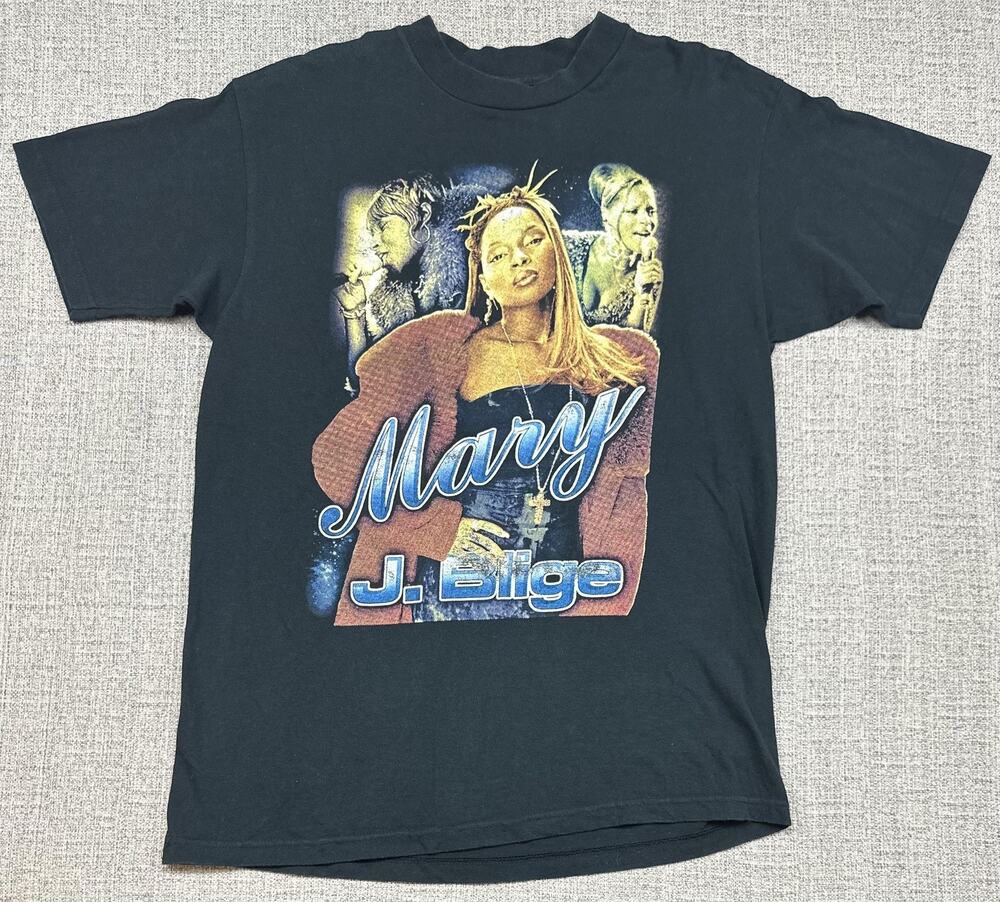 Vintage Mary J. Blige Shirt Mens Large Black Double Sided Tour Rap Hip Hop